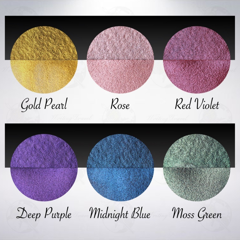 德國 Coliro Watercolor Palette 馬口鐵盒裝珠光水彩粉餅組: 彩虹/Rainbow-細節圖4