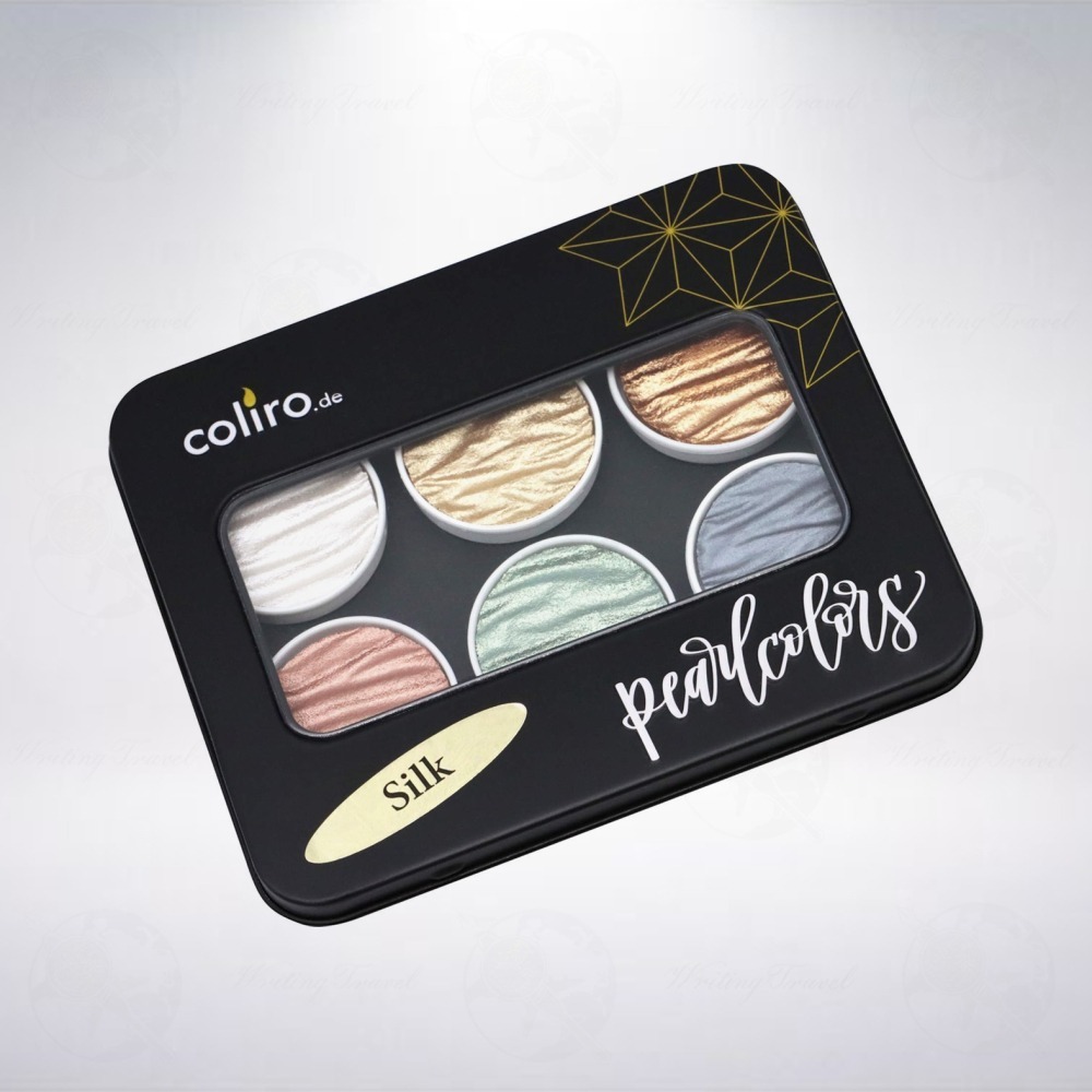 德國 Coliro Watercolor Palette 馬口鐵盒裝珠光水彩粉餅組: 絲光/Silk-細節圖2