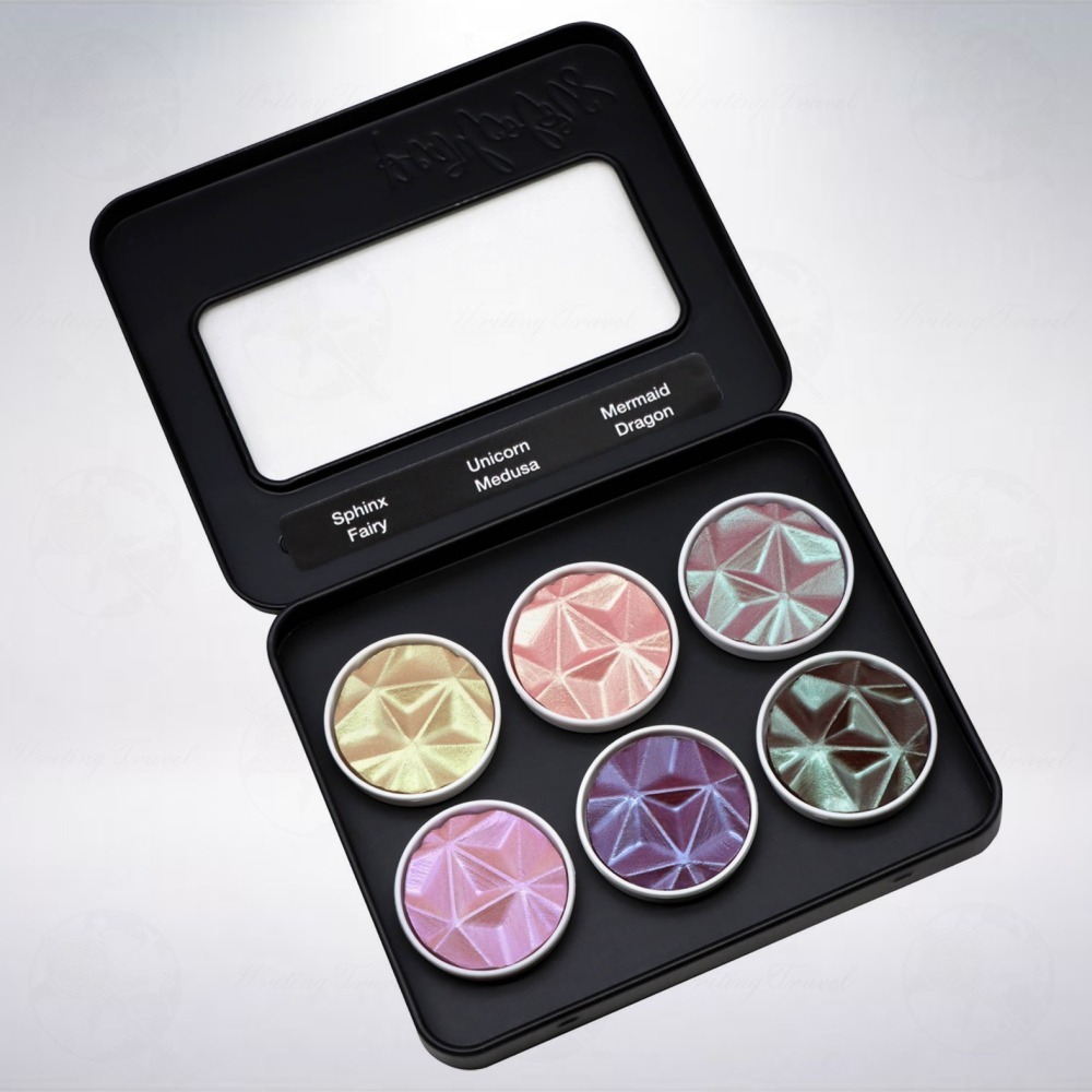 德國 Coliro Watercolor Palette 馬口鐵盒裝珠光水彩粉餅組: 魔法生物-細節圖3