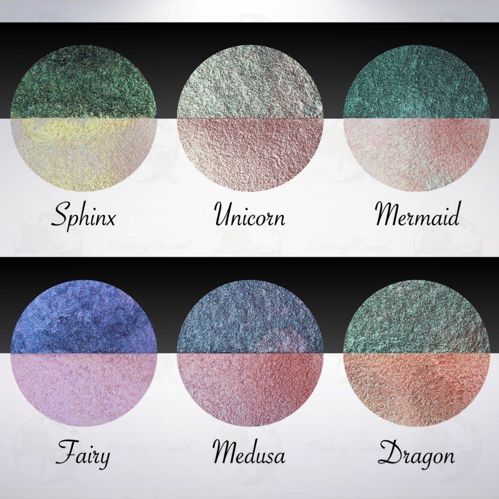 德國 Coliro Watercolor Palette 馬口鐵盒裝珠光水彩粉餅組: 魔法生物-細節圖4
