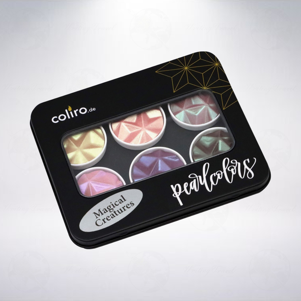 德國 Coliro Watercolor Palette 馬口鐵盒裝珠光水彩粉餅組: 魔法生物-細節圖2