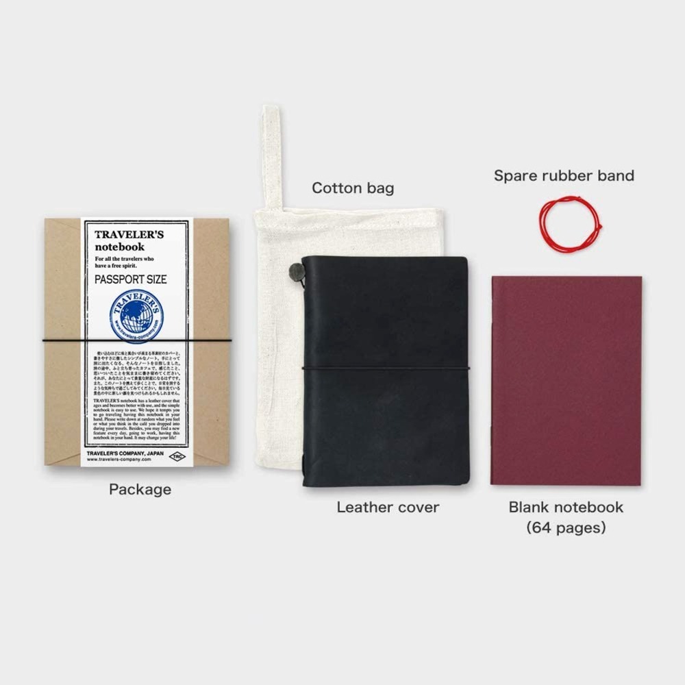 日本 MIDORI TRAVELER＇S notebook 護照尺寸真皮旅人筆記本: 黑色-細節圖2