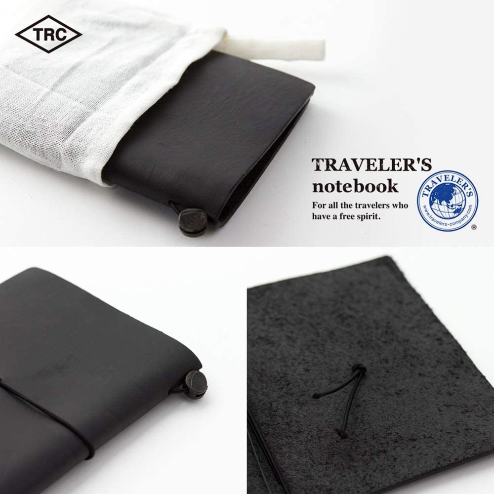 日本 MIDORI TRAVELER＇S notebook 護照尺寸真皮旅人筆記本: 黑色-細節圖3