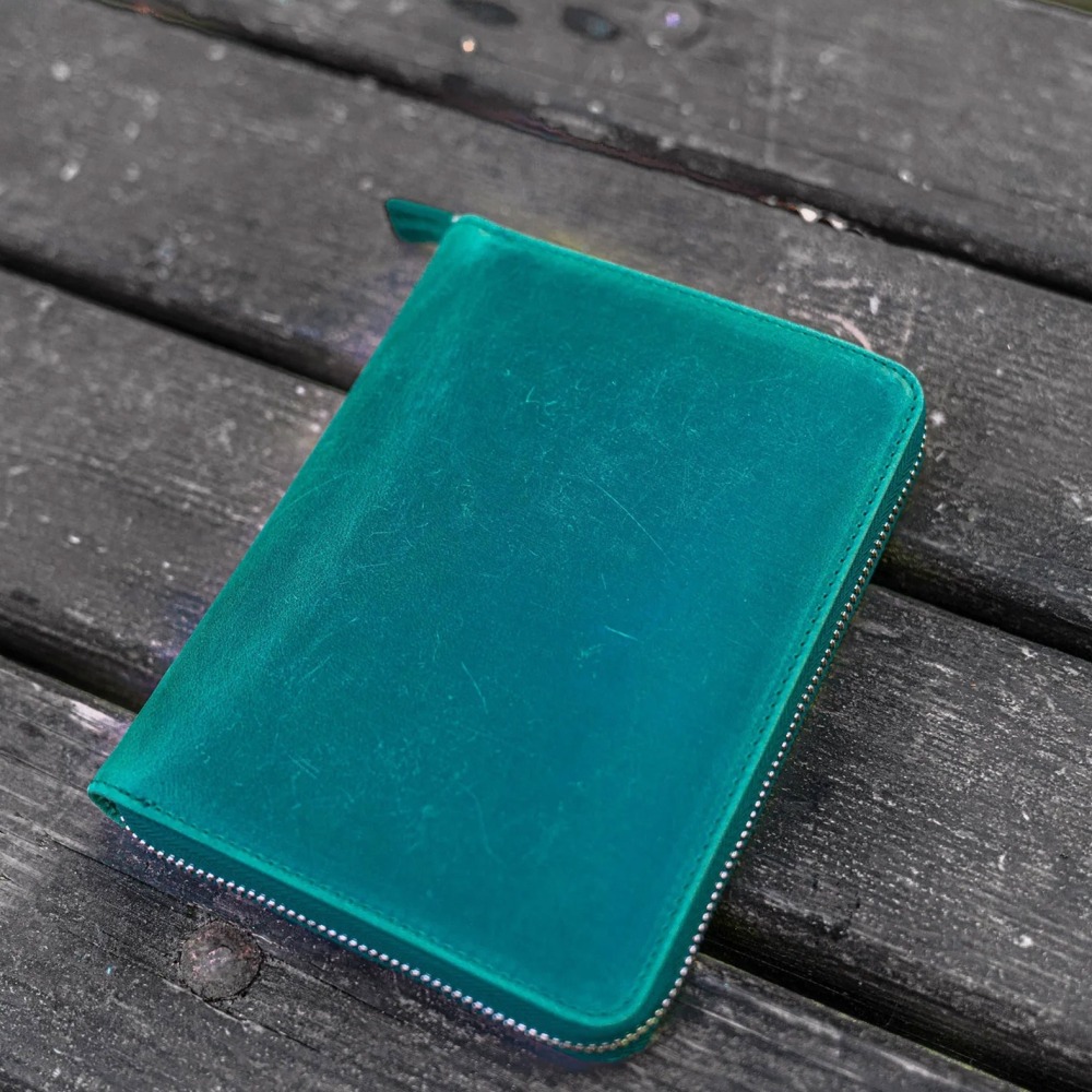 土耳其 GALEN LEATHER 5支入拉鍊式二用筆袋: 瘋馬皮森林綠-細節圖2