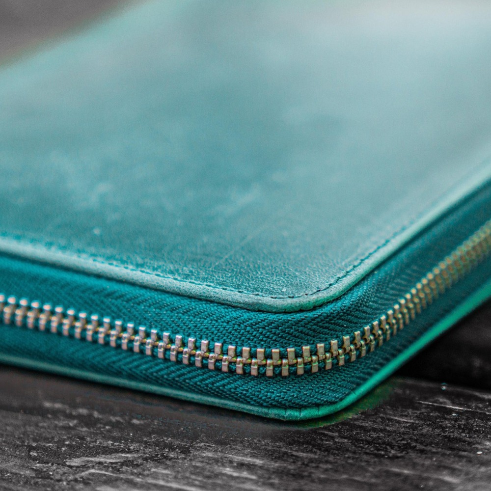 土耳其 GALEN LEATHER 5支入拉鍊式二用筆袋: 瘋馬皮森林綠-細節圖3