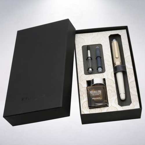 日本 Platinum 白金 #3776 Century 心形限量版鋼筆禮盒組: 磨砂茶拿鐵