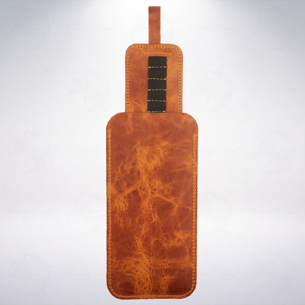 土耳其 Rumi 沾水筆尖專用手工真皮抽拉式筆袋: 棕色-細節圖2