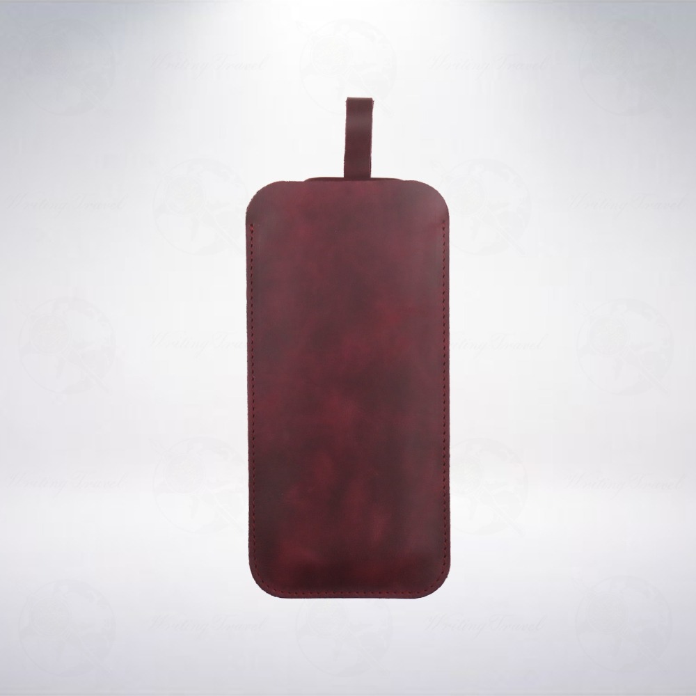 土耳其 Rumi 沾水筆尖專用手工真皮抽拉式筆袋: 勃根地紅-細節圖3