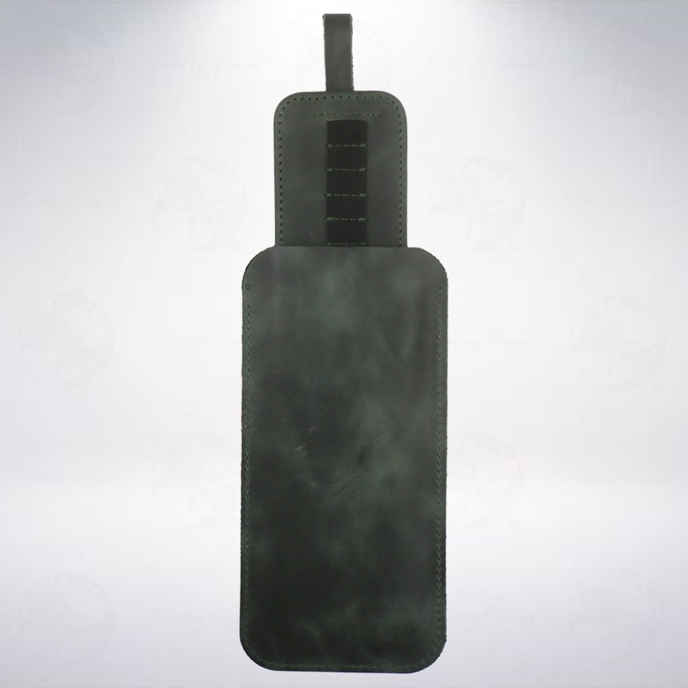 土耳其 Rumi 沾水筆尖專用手工真皮抽拉式筆袋: 綠色-細節圖2