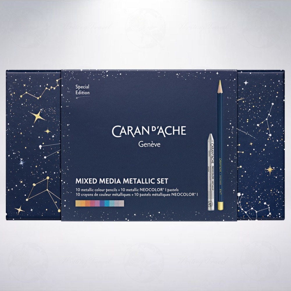 瑞士 卡達 CARAN D＇ACHE Cosmic Blue 2024聖誕限定版色鉛筆+蠟筆組-細節圖2