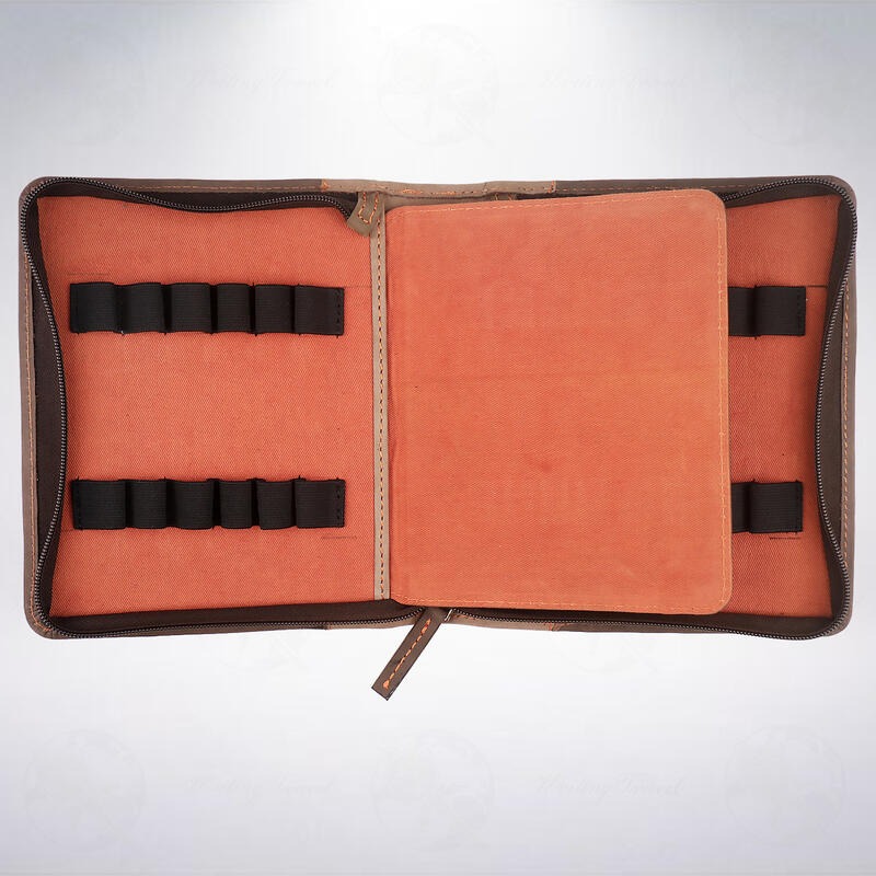 美國 Dee Charles Designs 12支裝皮革筆袋: 生皮橙/Rawhide Orange-細節圖3
