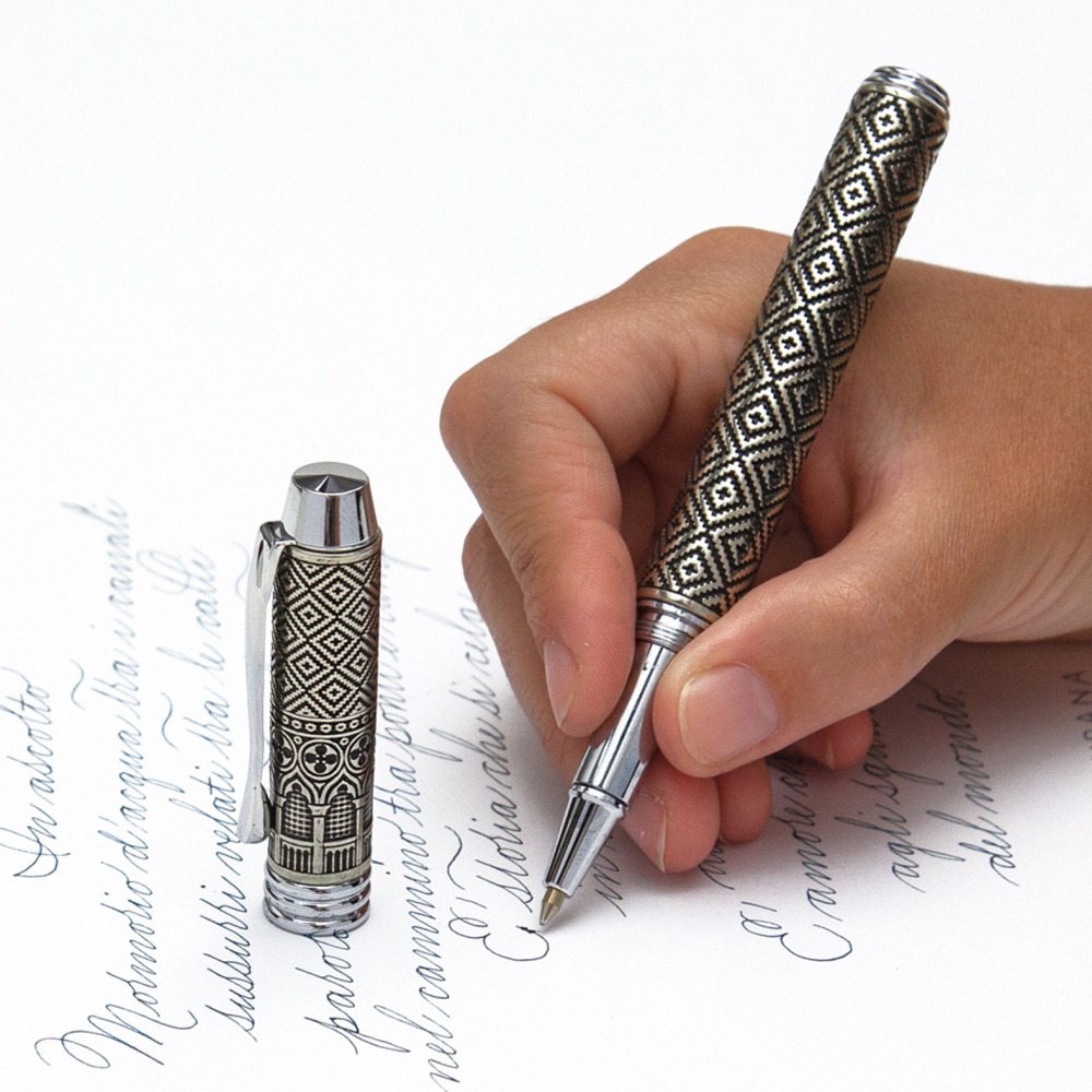 義大利 Bortoletti PENS23/B DUCALE 白青銅鋼珠筆-細節圖2