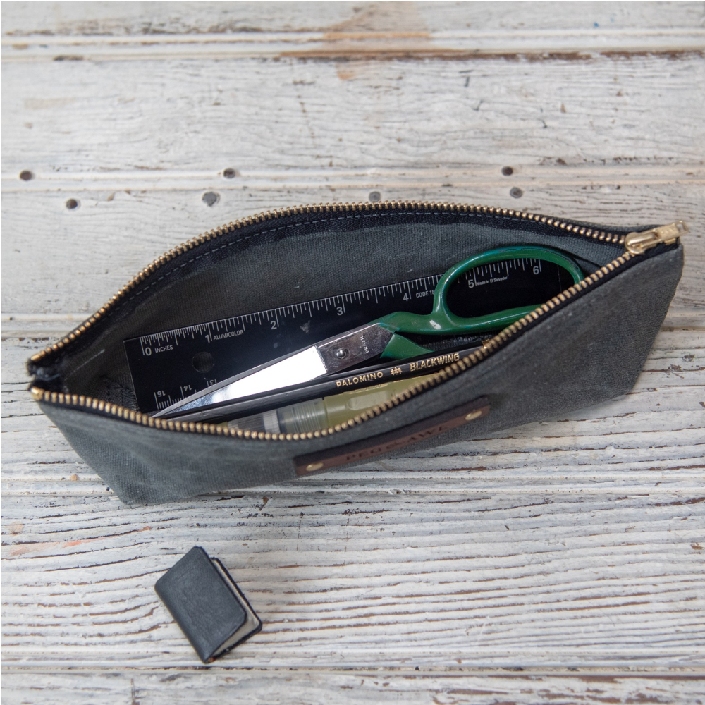 美國 Peg and Awl 復古橫式攜型筆袋/The Drafter Pouch: 石板/Slate-細節圖2