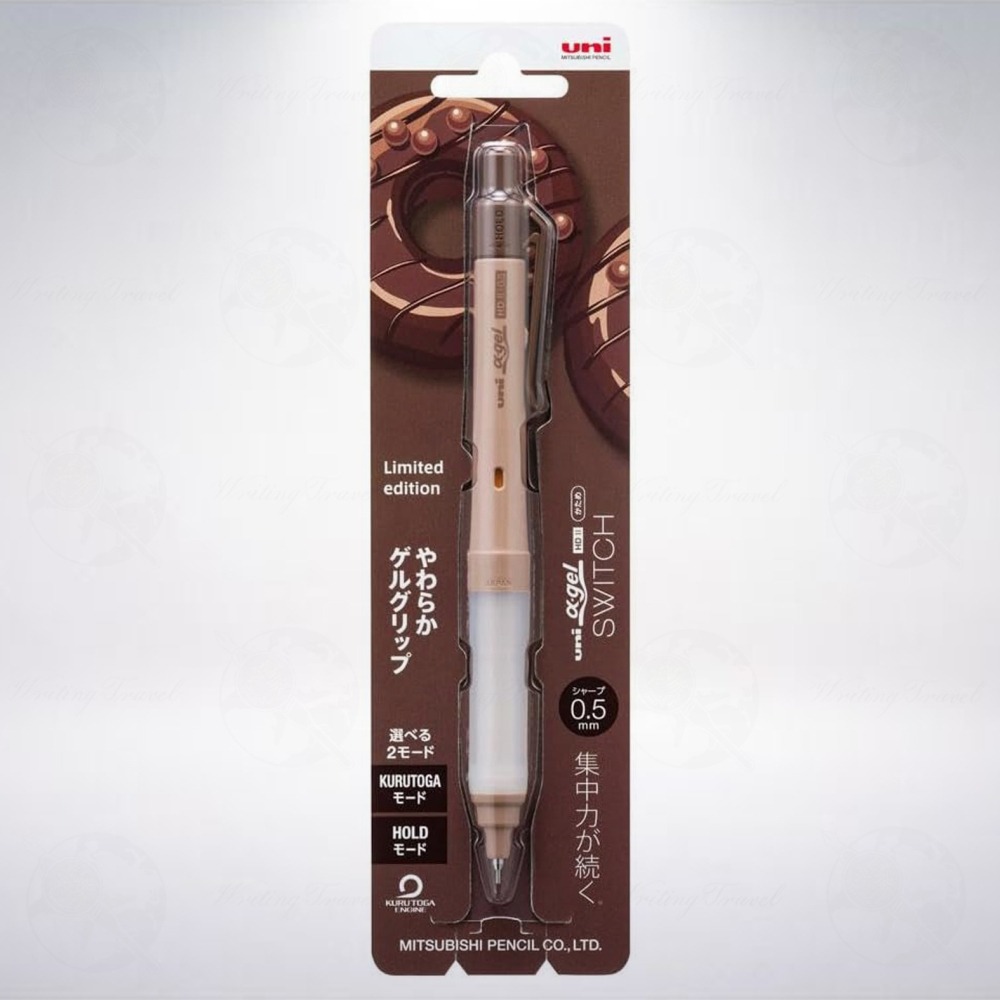 日本 三菱鉛筆 uni α-gel HDII SWITCH 0.5mm 雙模式自動鉛筆: 巧克力(甜甜圈限定版)-細節圖2