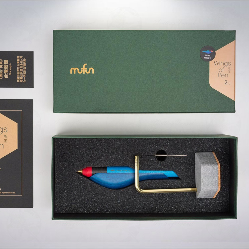 台灣 木趣 mufun 啄墨 2.0 實木版原子筆: 藍鵲/Blue Magpie-細節圖4