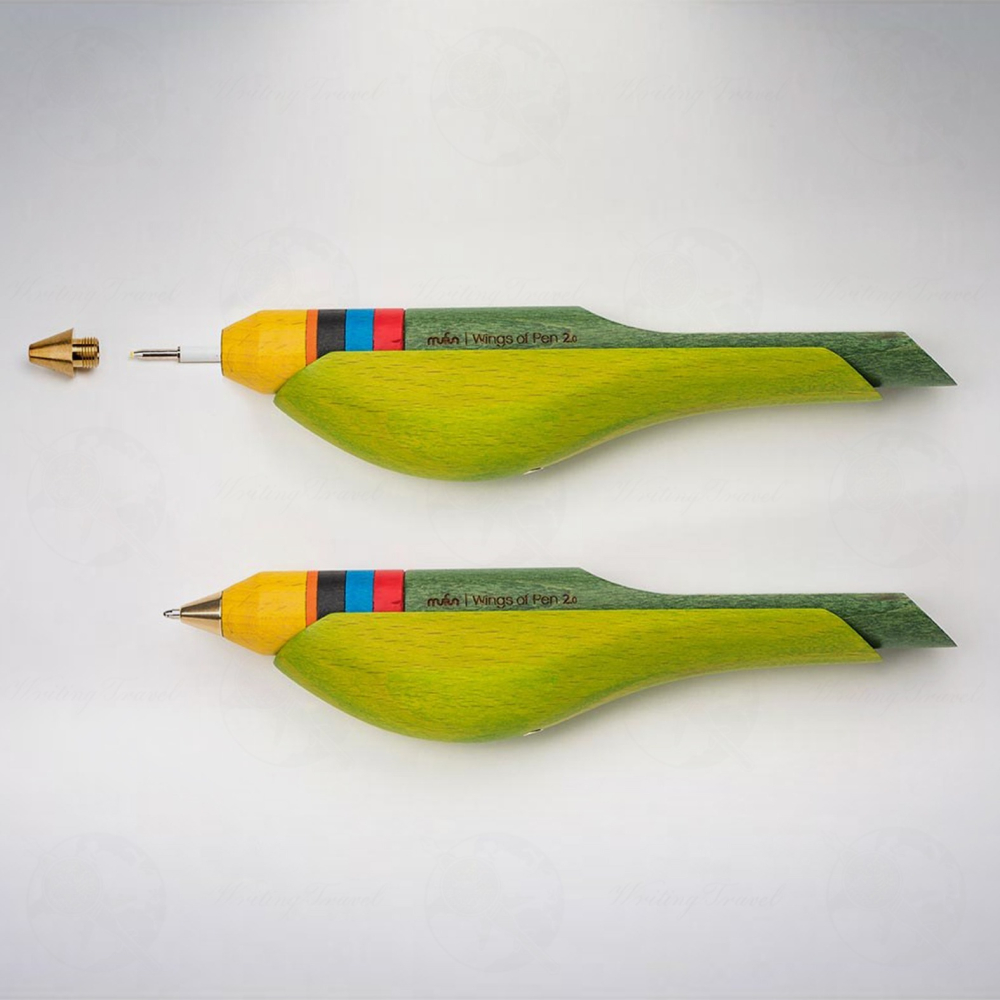 台灣 木趣 mufun 啄墨 2.0 實木版原子筆: 五色鳥/Muller’s Barbet-細節圖2