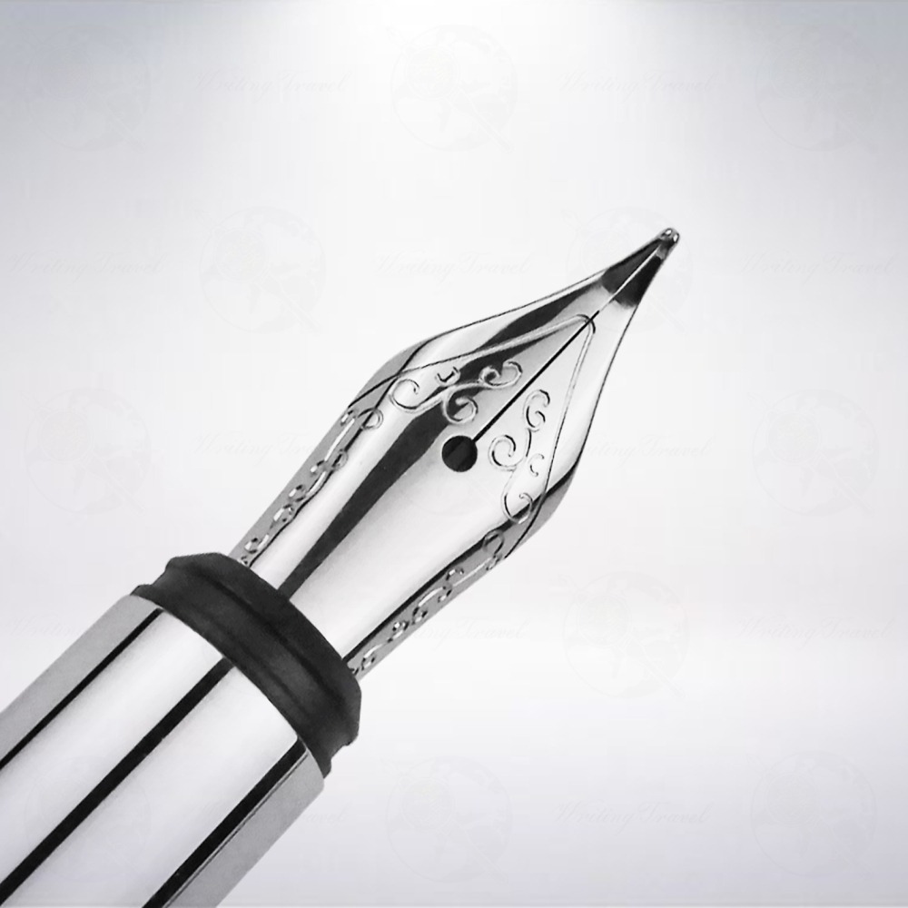 亮銀筆蓋特製書法尖鋼筆: 酒紅色-細節圖3