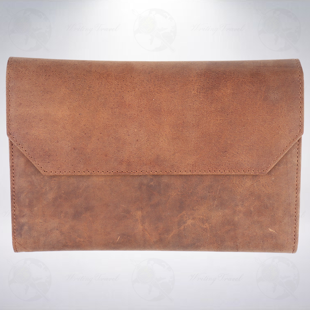 美國 Girologio Penfolio 12支裝文件夾式筆袋: 馬鞍棕/Saddle Brown-細節圖2