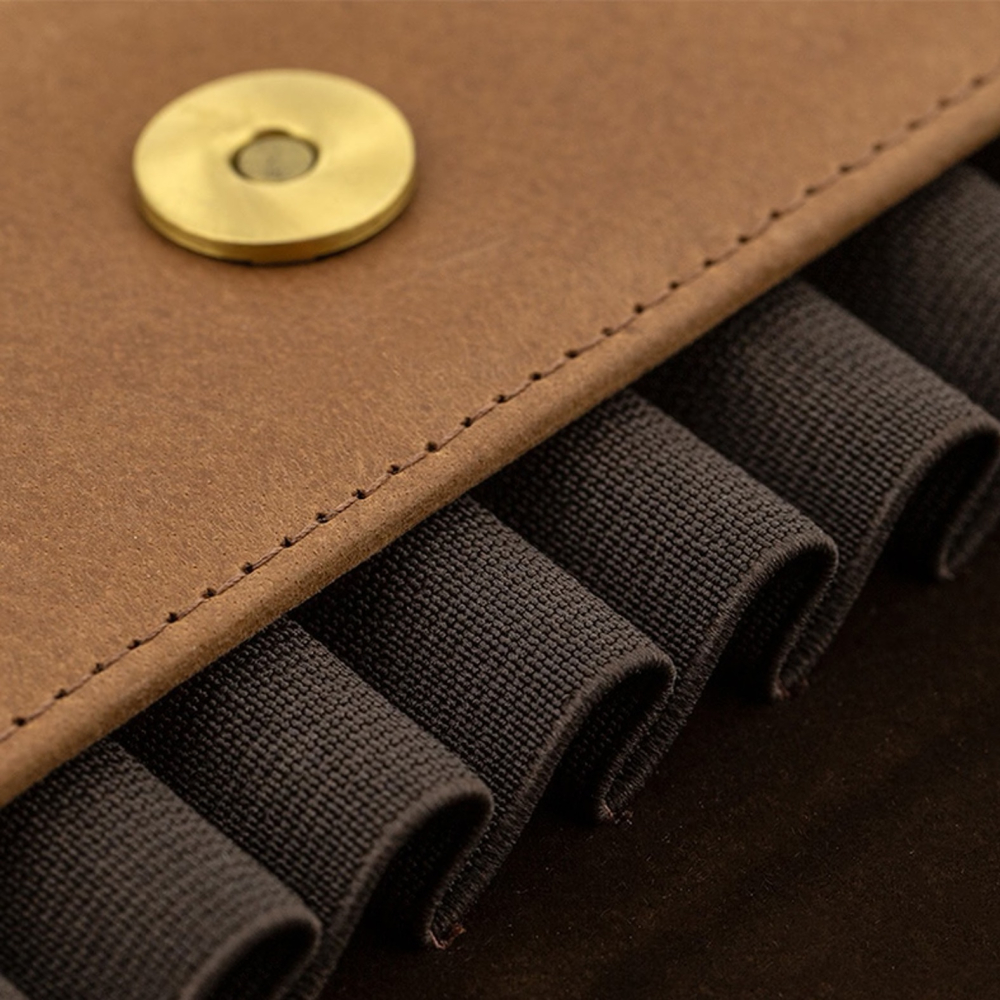 美國 Girologio Penfolio 12支裝文件夾式筆袋: 馬鞍棕/Saddle Brown-細節圖3