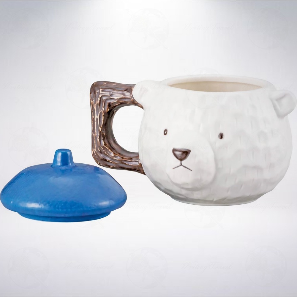 日本 sun art Beret Bear 北極熊造型帶蓋馬克杯-細節圖3