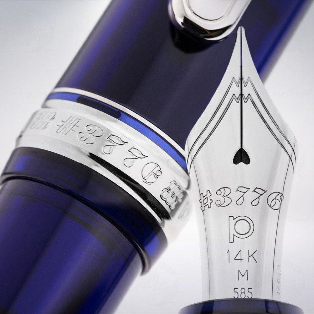 日本 Platinum 白金 #3776 Century 14K 鍍銠款鋼筆: 教堂藍/Chartres Blue-細節圖3