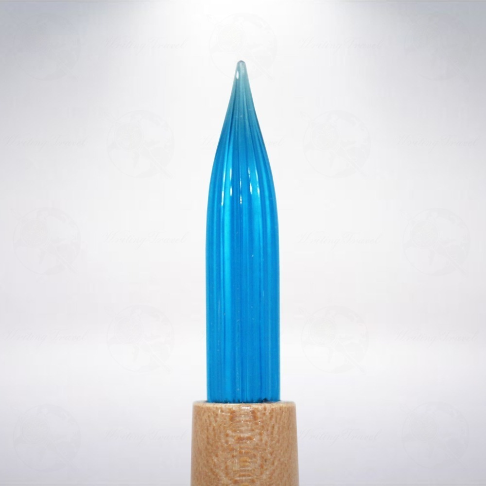 日本 Tokyo Slider 木桿玻璃筆: 透明藍/Transparent Blue-細節圖2