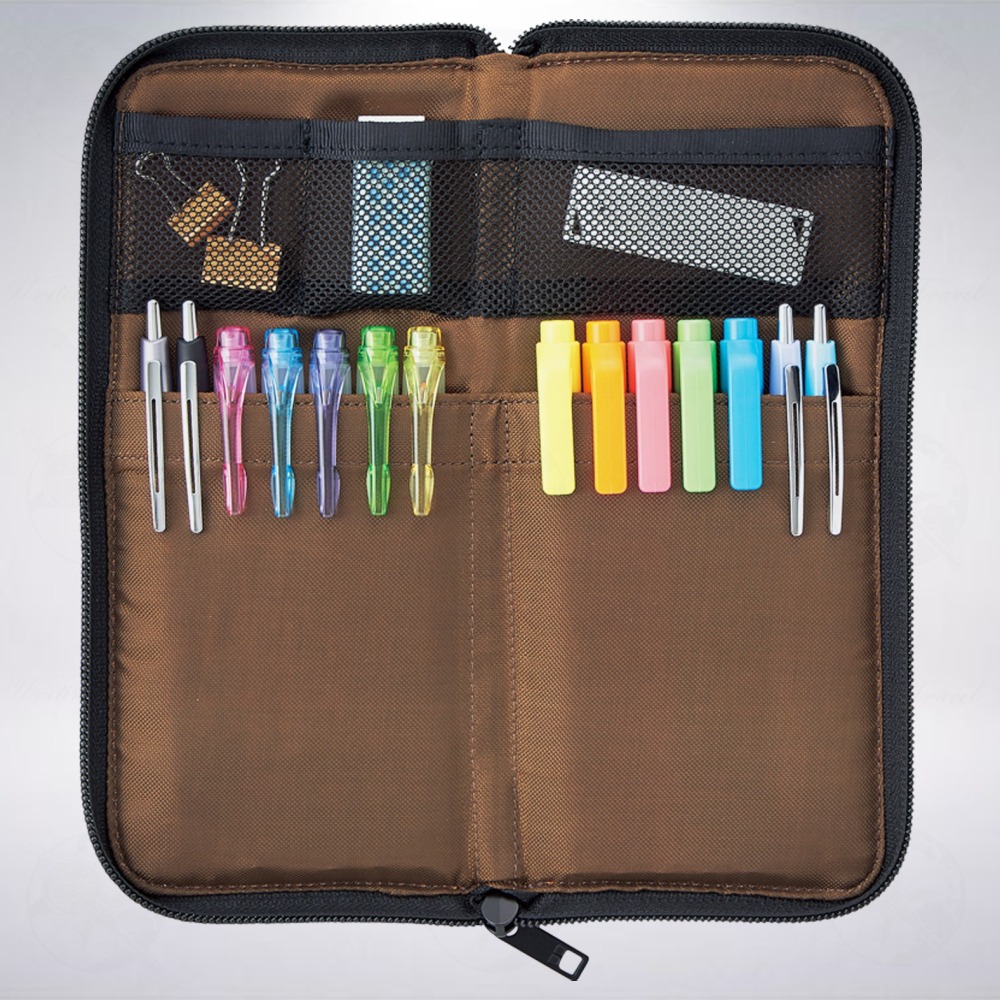 日本 LIHIT LAB 聚酯纖維扁平筆袋: 黑色-細節圖2