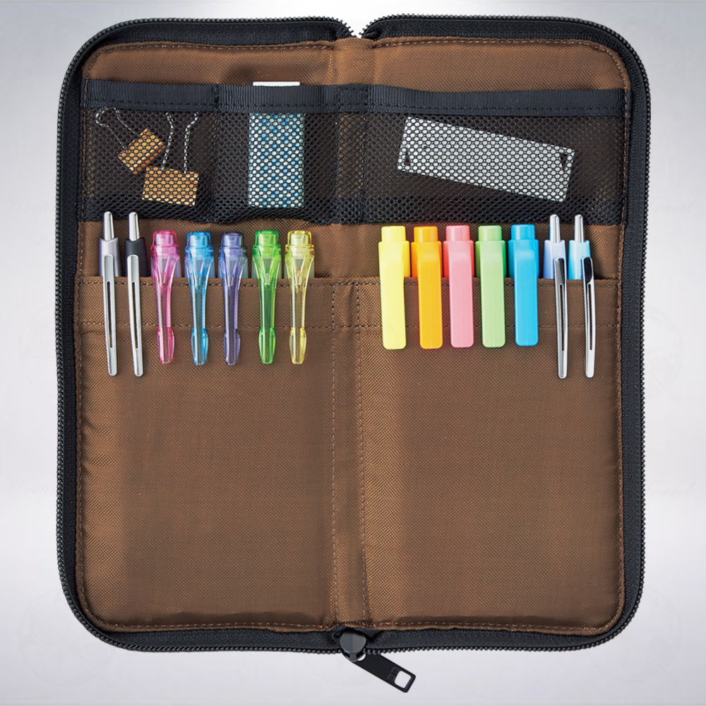 日本 LIHIT LAB 聚酯纖維扁平筆袋: 藍色-細節圖2