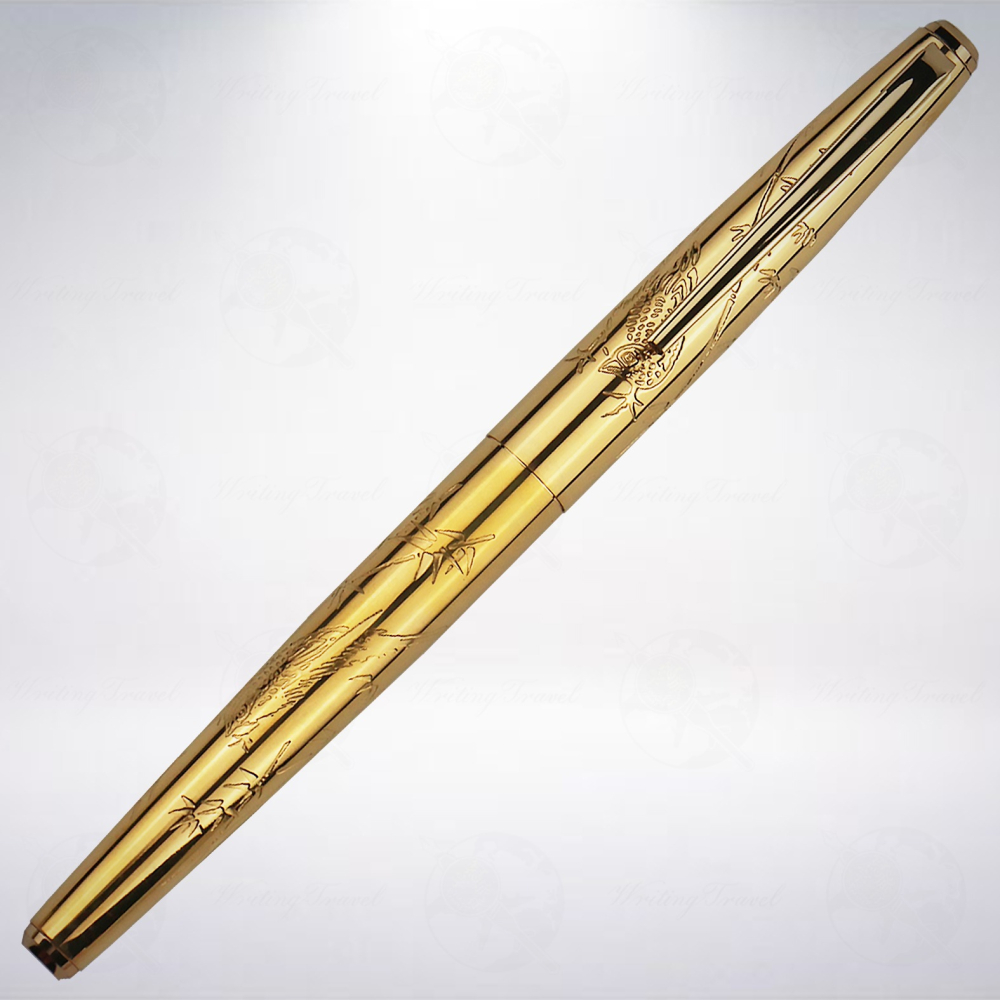 日本 Platinum 白金 蝕刻14K鋼筆: 鍍金竹雞-細節圖2