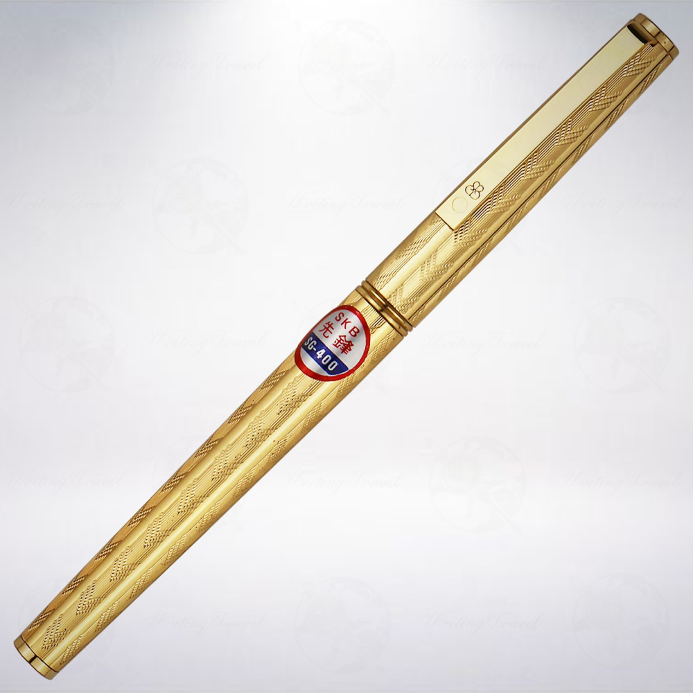 絕版! 台灣 SKB 文明鋼筆 金色麥紋鋼筆: 紅色-細節圖2