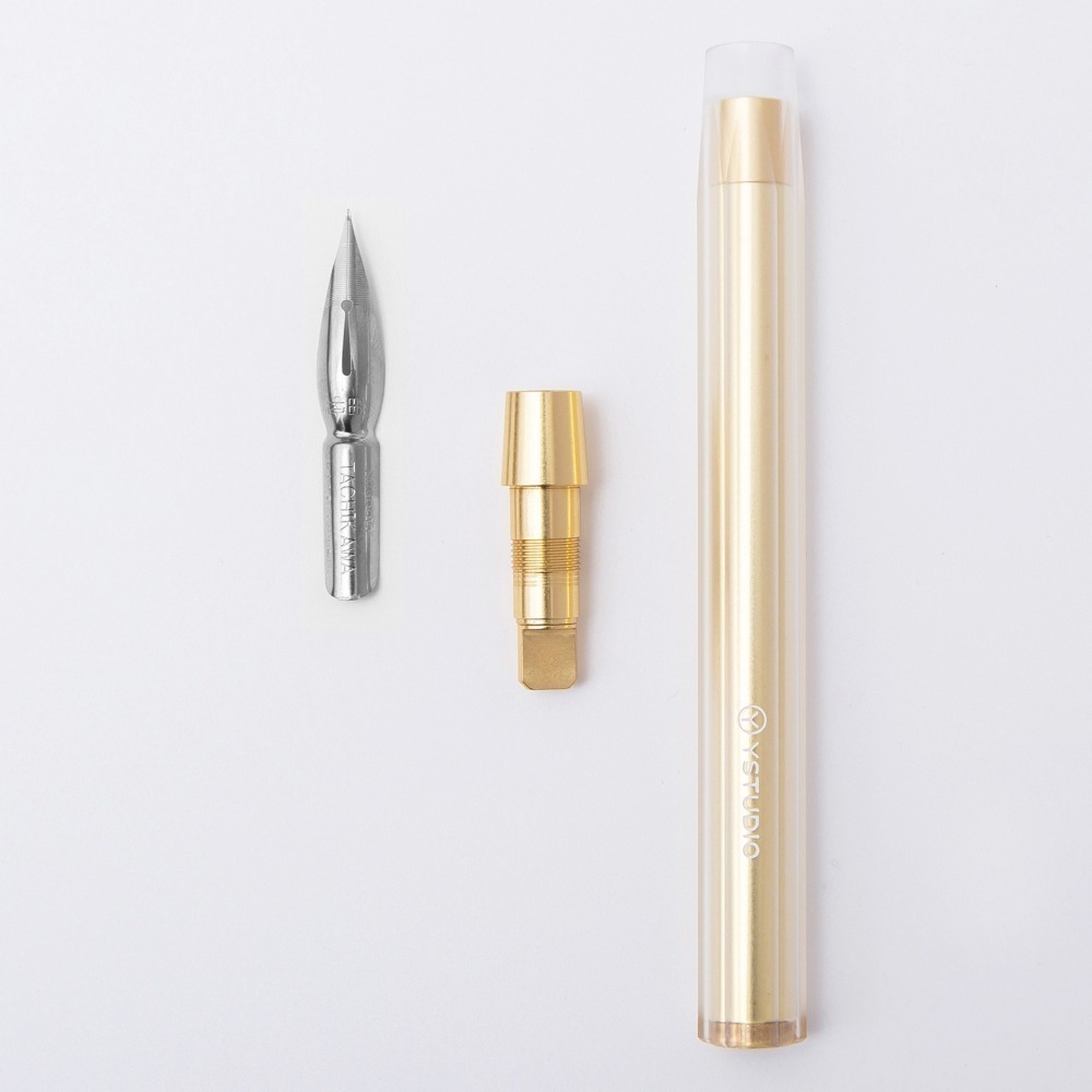 台灣 ystudio 物外設計 Glamour 風格核心系列 透明沾水筆專用直桿: 黃銅-細節圖2