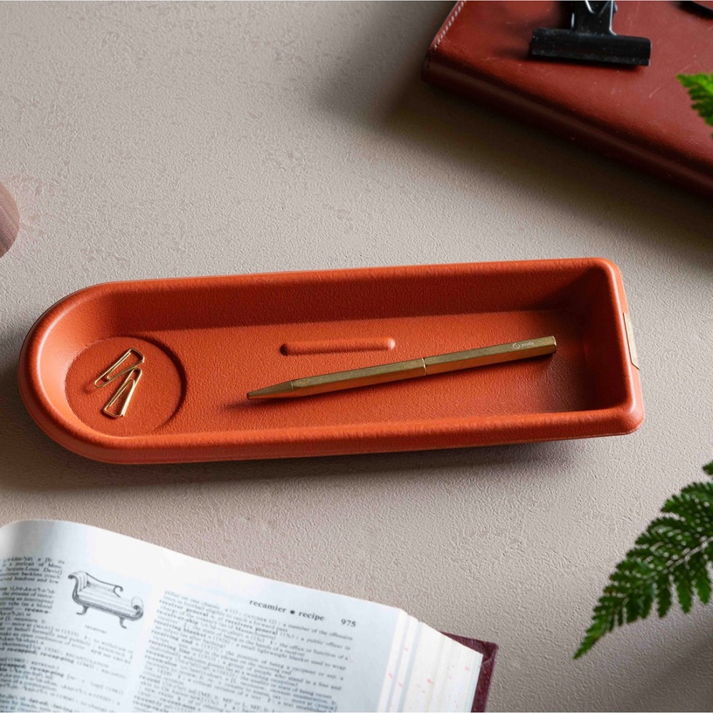 台灣 ystudio 物外設計 Classic 經典系列 素食皮革小型置物盤: 磚紅色/Brick Red-細節圖3