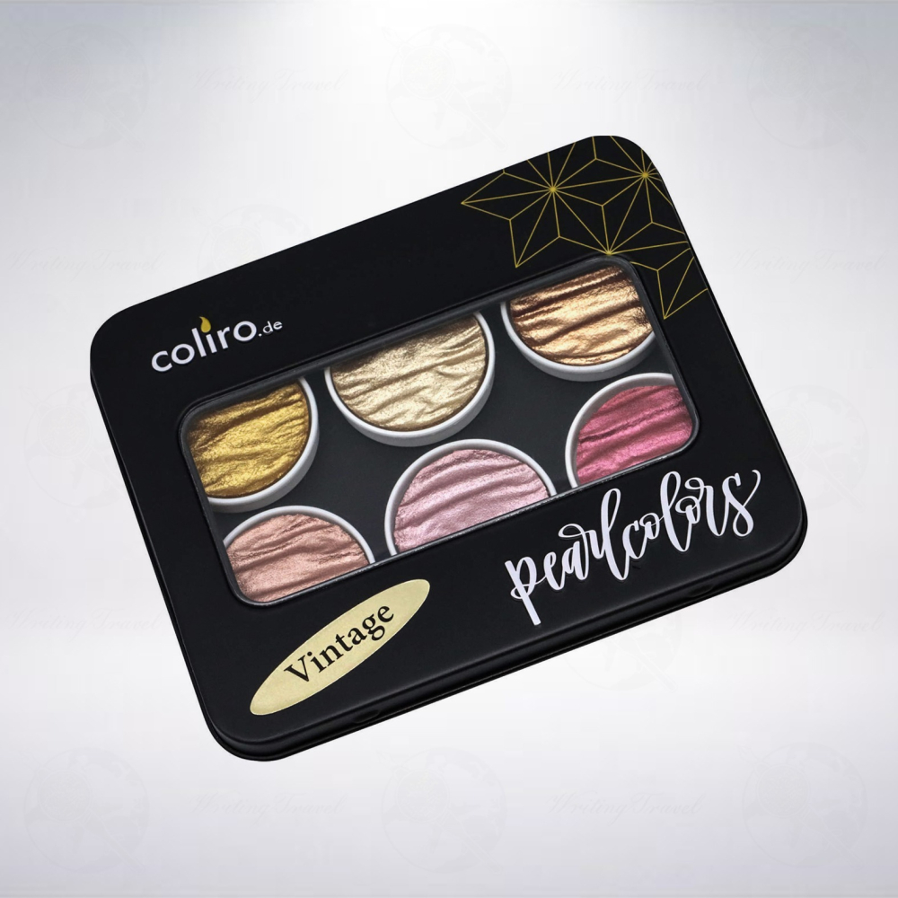 德國 Coliro Watercolor Palette 馬口鐵盒裝珠光水彩粉餅組: 復古/Vintage-細節圖2