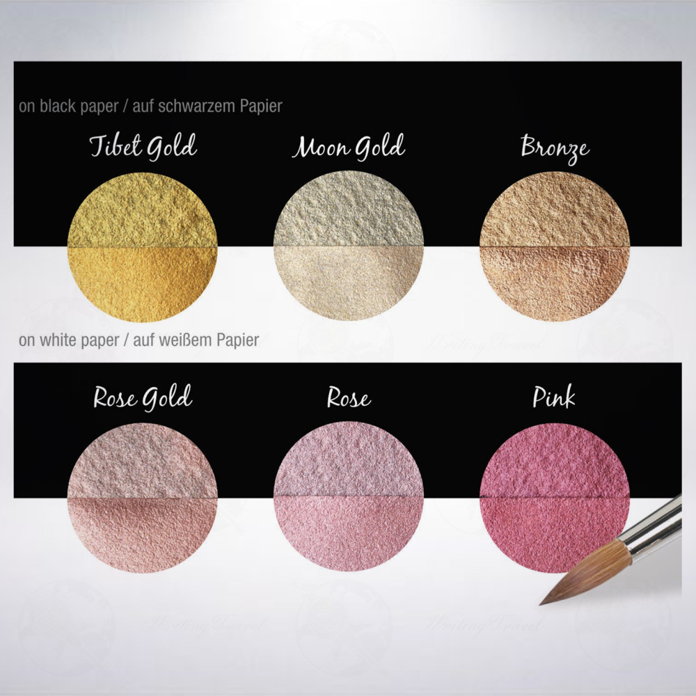 德國 Coliro Watercolor Palette 馬口鐵盒裝珠光水彩粉餅組: 復古/Vintage-細節圖4