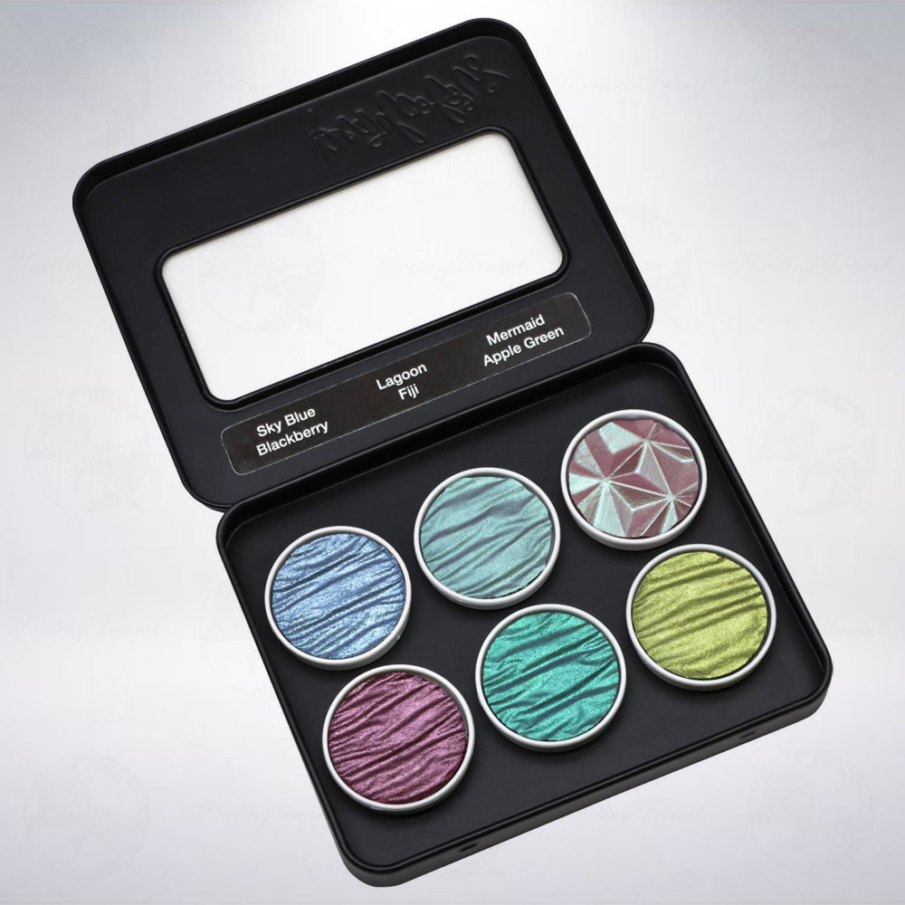 德國 Coliro Watercolor Palette 馬口鐵盒裝珠光水彩粉餅組: 天堂/Paradise-細節圖3