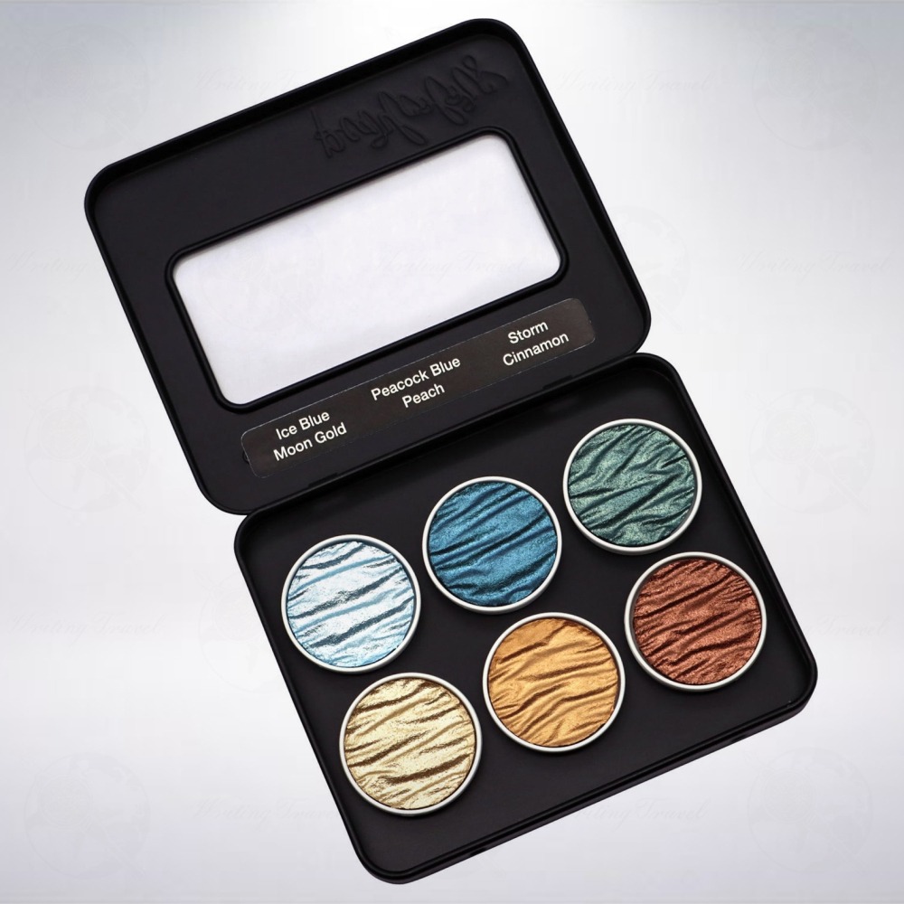 德國 Coliro Watercolor Palette 馬口鐵盒裝珠光水彩粉餅組: 水瓶座/Aquarius-細節圖3