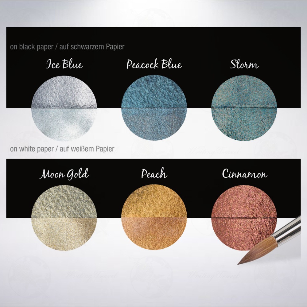 德國 Coliro Watercolor Palette 馬口鐵盒裝珠光水彩粉餅組: 水瓶座/Aquarius-細節圖4