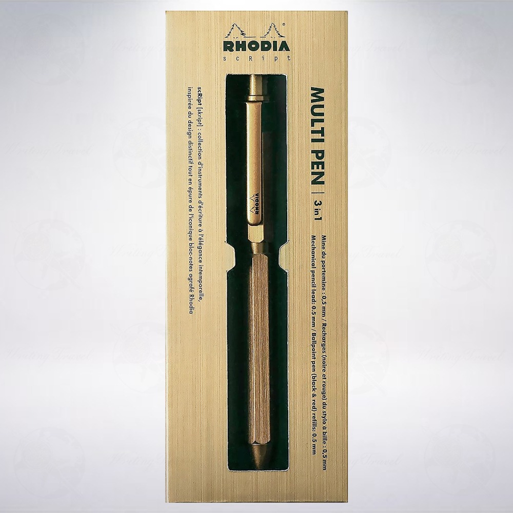 絕版! 法國 RHODIA scRipt 2022限定款三合一複合型筆記具: 金色/Gold-細節圖2