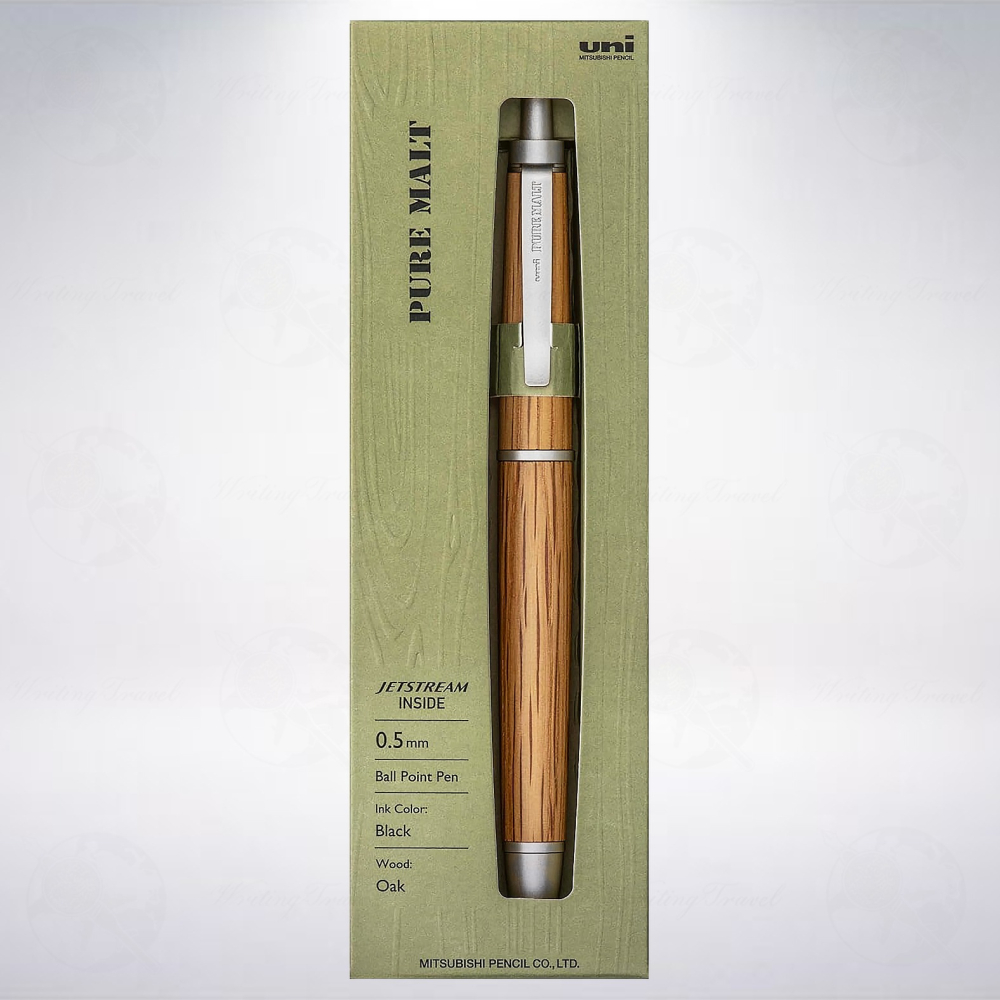 日本 三菱鉛筆 uni PURE MALT JETSTREAM 威士忌酒桶材原子筆: 木紋色/Natural-細節圖2