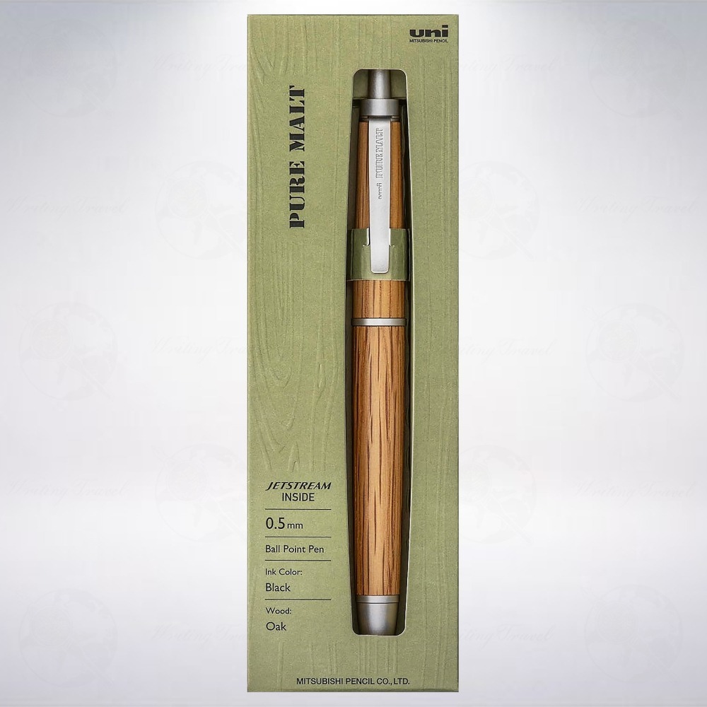 日本 三菱鉛筆 uni PURE MALT JETSTREAM 威士忌酒桶材原子筆: 木紋色/Natural-細節圖2