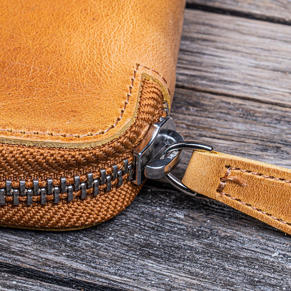 土耳其 GALEN LEATHER 平板插槽/可分離式筆插/A5筆記本收納袋: 瘋馬皮蜂蜜色-細節圖5