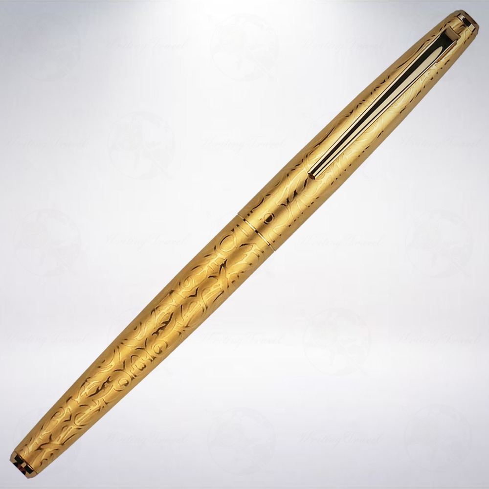 日本 Platinum 白金 蝕刻14K鋼筆: 鍍金唐草-細節圖2