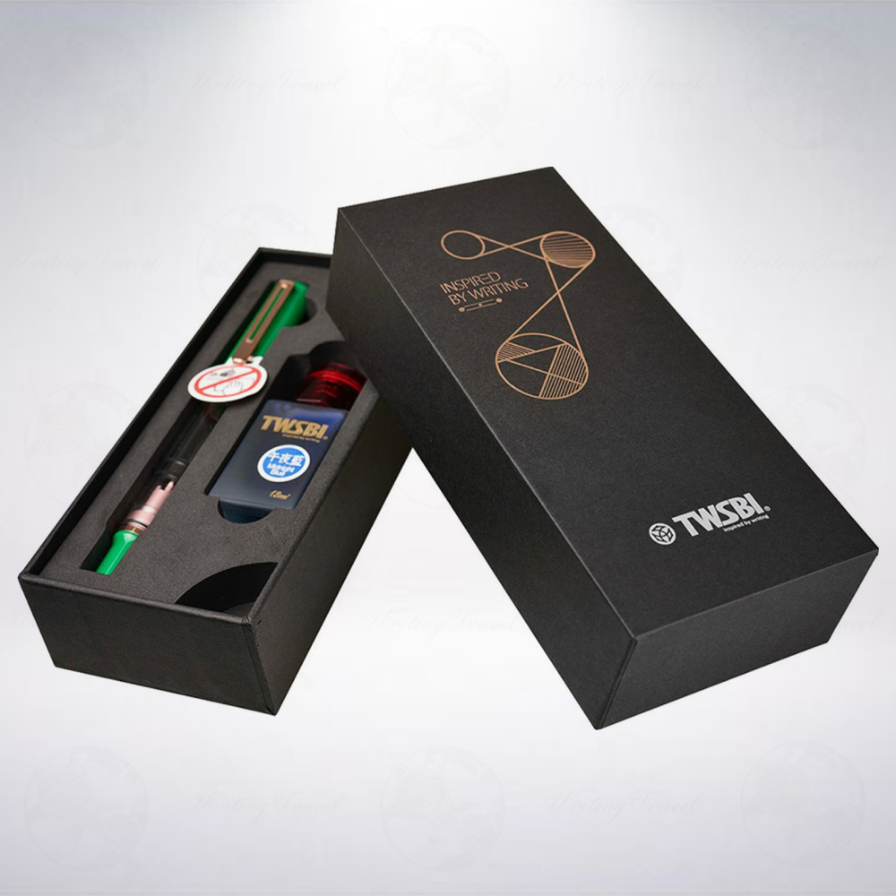 台灣 TWSBI 三文堂 ECO-T 三角握位活塞吸墨式鋼筆禮盒: 綠翡翠玫瑰金-細節圖4