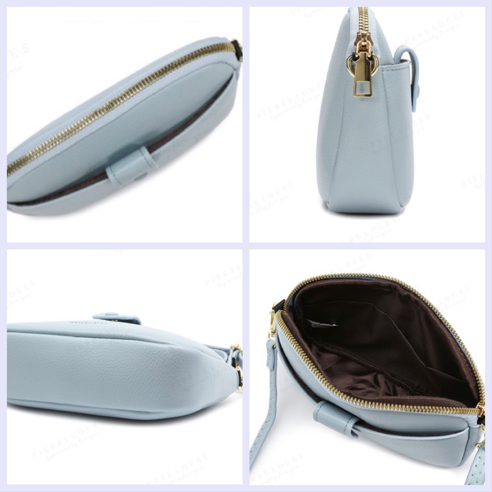 新款質感馬卡龍色系PU斜挎包 韓系時尚女包斜背包 簡約百搭拉鍊包包 前有口袋 內有收納內袋 隨身包 肩帶可調整長短-細節圖2