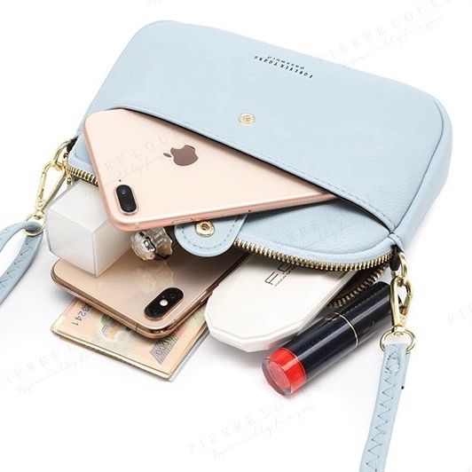 新款質感馬卡龍色系PU斜挎包 韓系時尚女包斜背包 簡約百搭拉鍊包包 前有口袋 內有收納內袋 隨身包 肩帶可調整長短-細節圖3