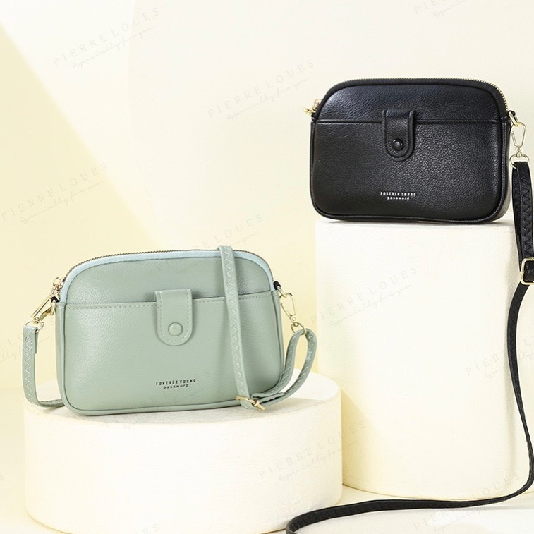 新款質感馬卡龍色系PU斜挎包 韓系時尚女包斜背包 簡約百搭拉鍊包包 前有口袋 內有收納內袋 隨身包 肩帶可調整長短-細節圖6