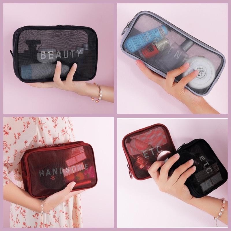 網紗透明化妝包 多功能 ⭐台灣現貨化妝包 收納包 網格透明化妝包 多功能隨身收納 盥洗化妝包 洗漱包 整理包 3C收納包-細節圖6