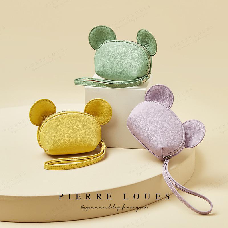 韓版質感PU零錢包 可愛米老鼠耳朵造型 卡通小錢包 鑰匙包 收納小包 附提袋 精緻做工 方便攜帶 大開口 內有隔層 百搭-細節圖3