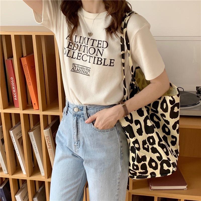 時髦個性款 米色豹紋帆布包 動物紋 單肩包 韓版包 大容量加厚帆布 托特包百搭 質感印花 上課旅行購物皆可用 有內袋收納-細節圖6