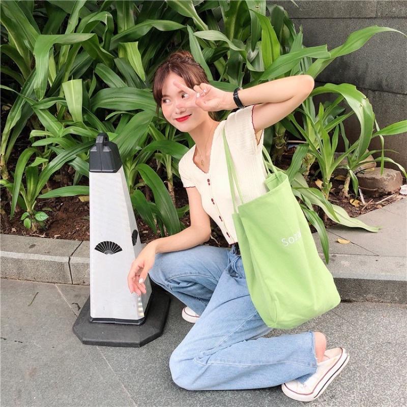 新款刺繡撞色英文字母帆布包 素色百搭款 大容量 肩背包 側背包帆布包 細肩帶 休閒購物袋 加厚帆布 糖果色 小清新-細節圖5